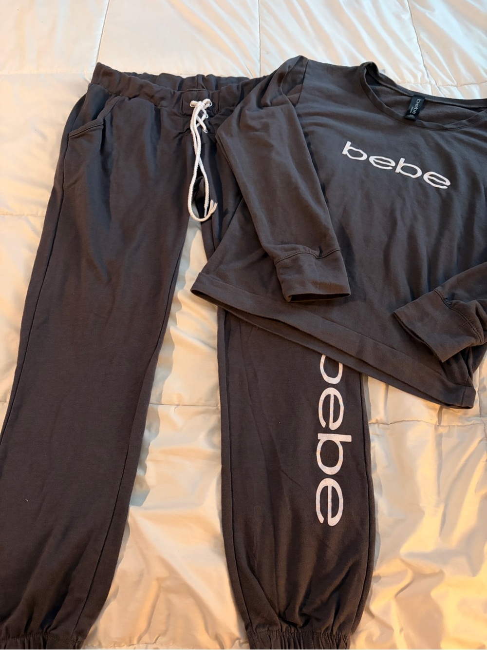 Bebe Matching 2-Piece Lounge/Pajama
Set - Gray - Size S